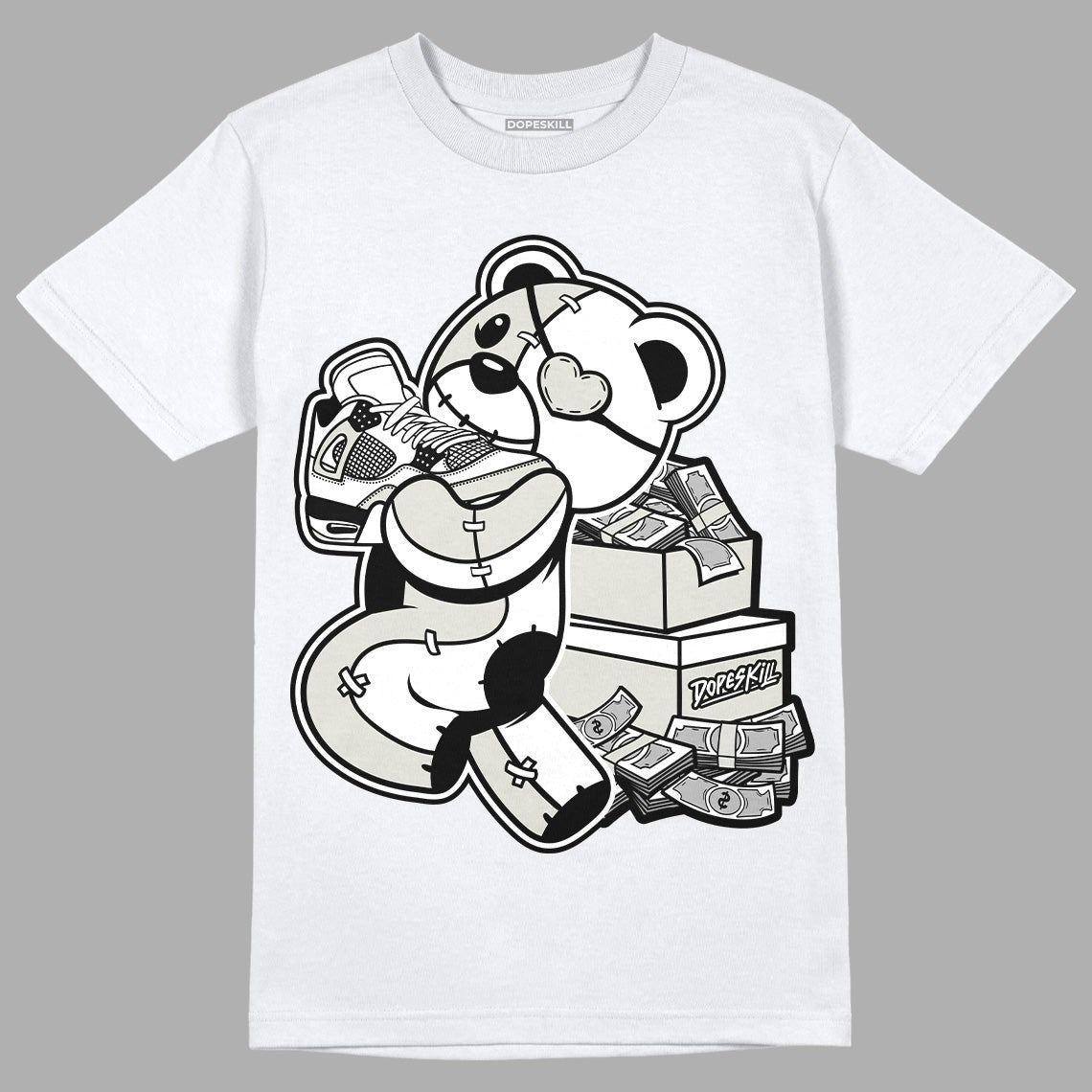 AJ 4 Military Black DopeSkill T-Shirt Bear Steals Sneaker Graphic