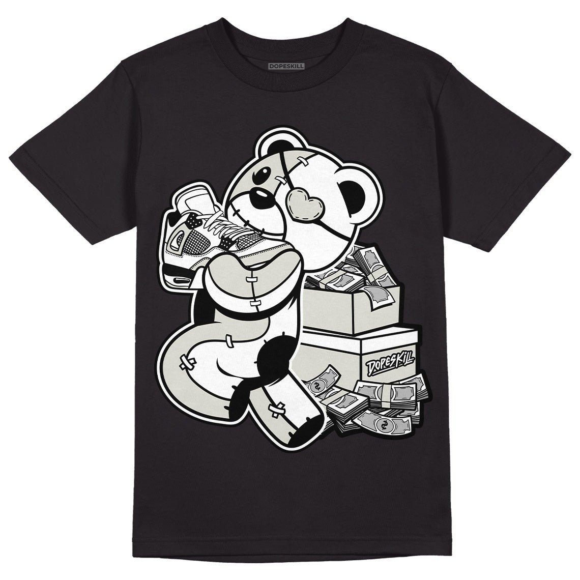 AJ 4 Military Black DopeSkill T-Shirt Bear Steals Sneaker Graphic