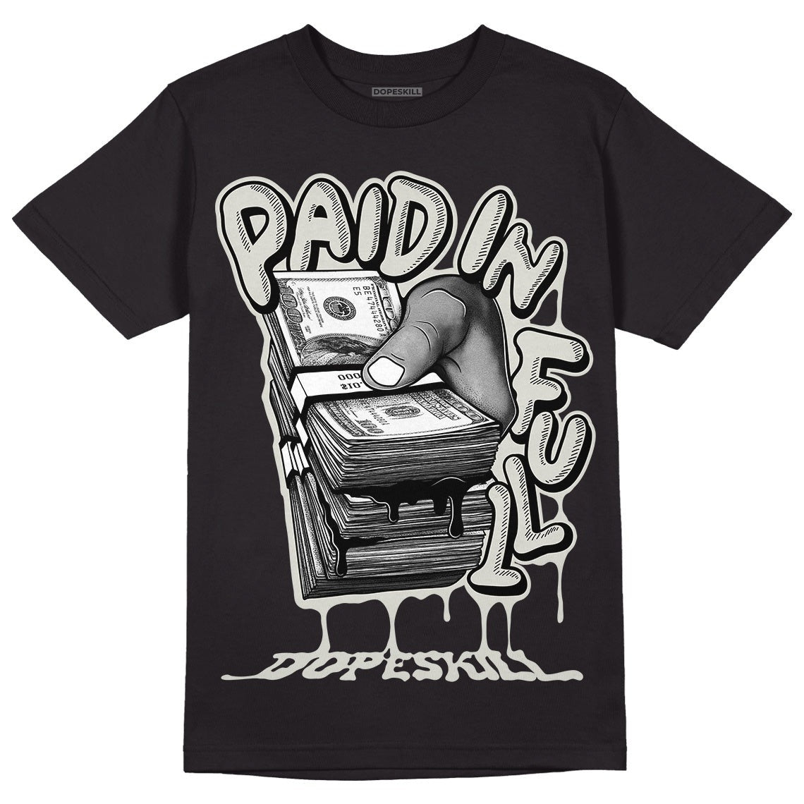 AJ 4 Military Black DopeSkill T-Shirt Paid In Full Graphic