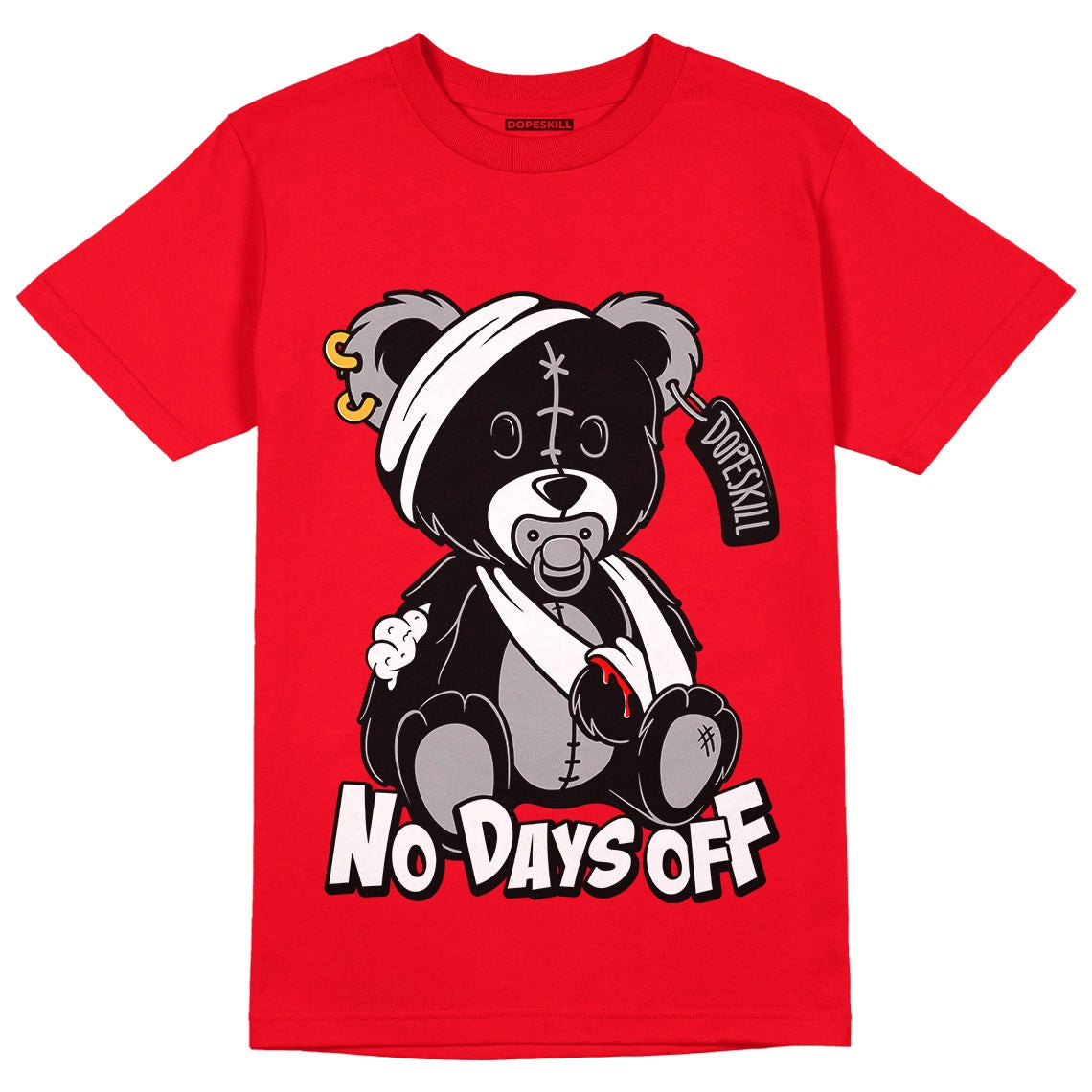 AJ 4 Red Thunder DopeSkill Red T-shirt Hurt Bear Graphic