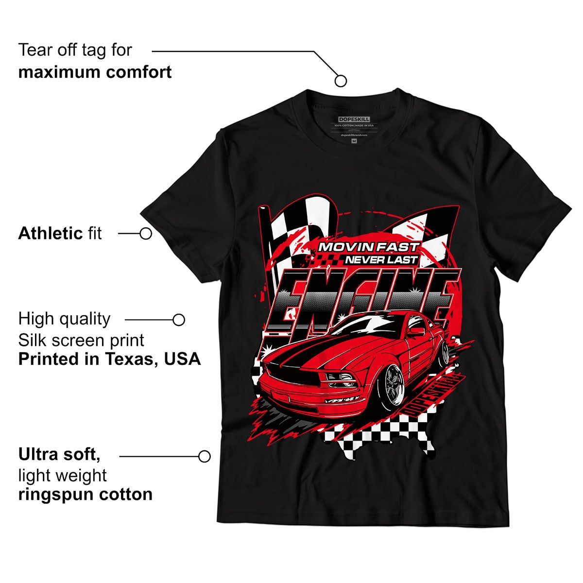 AJ 4 Red Thunder DopeSkill T-Shirt ENGINE Tshirt Graphic