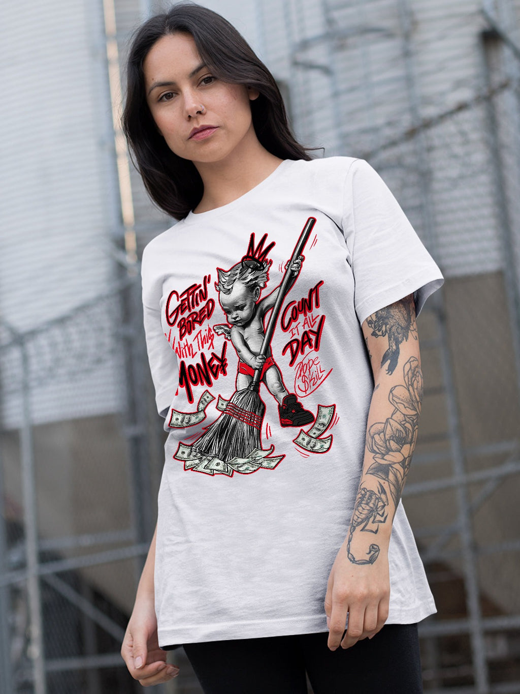 AJ 4 Red Thunder DopeSkill T-shirt Gettin Bored With This Money Graphic