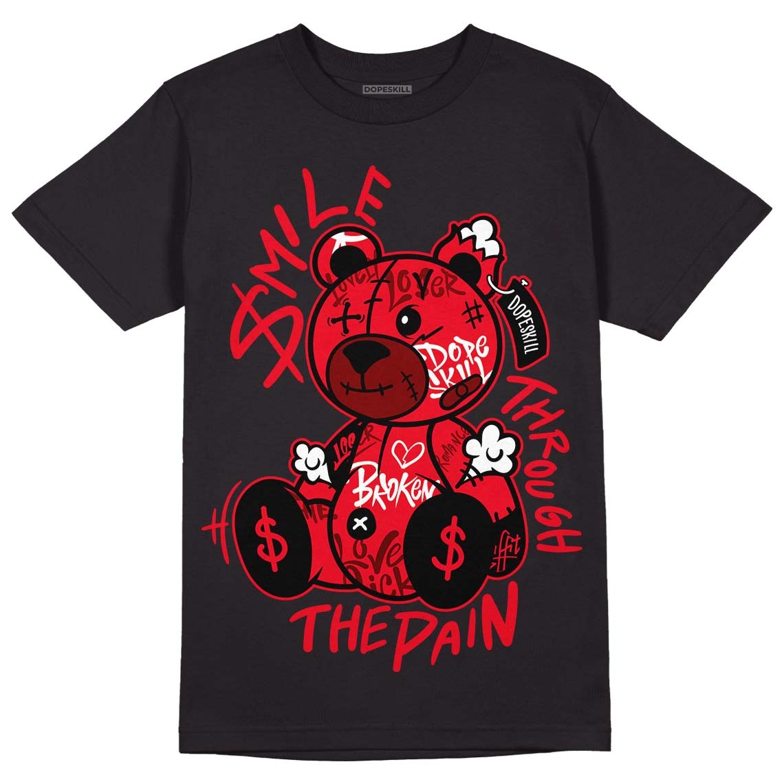 AJ 4 Red Thunder DopeSkill T-shirt Smile Through The Pain Graphic