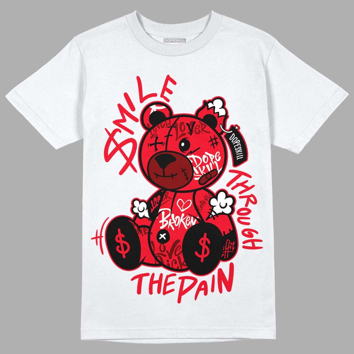 AJ 4 Red Thunder DopeSkill T-shirt Smile Through The Pain Graphic