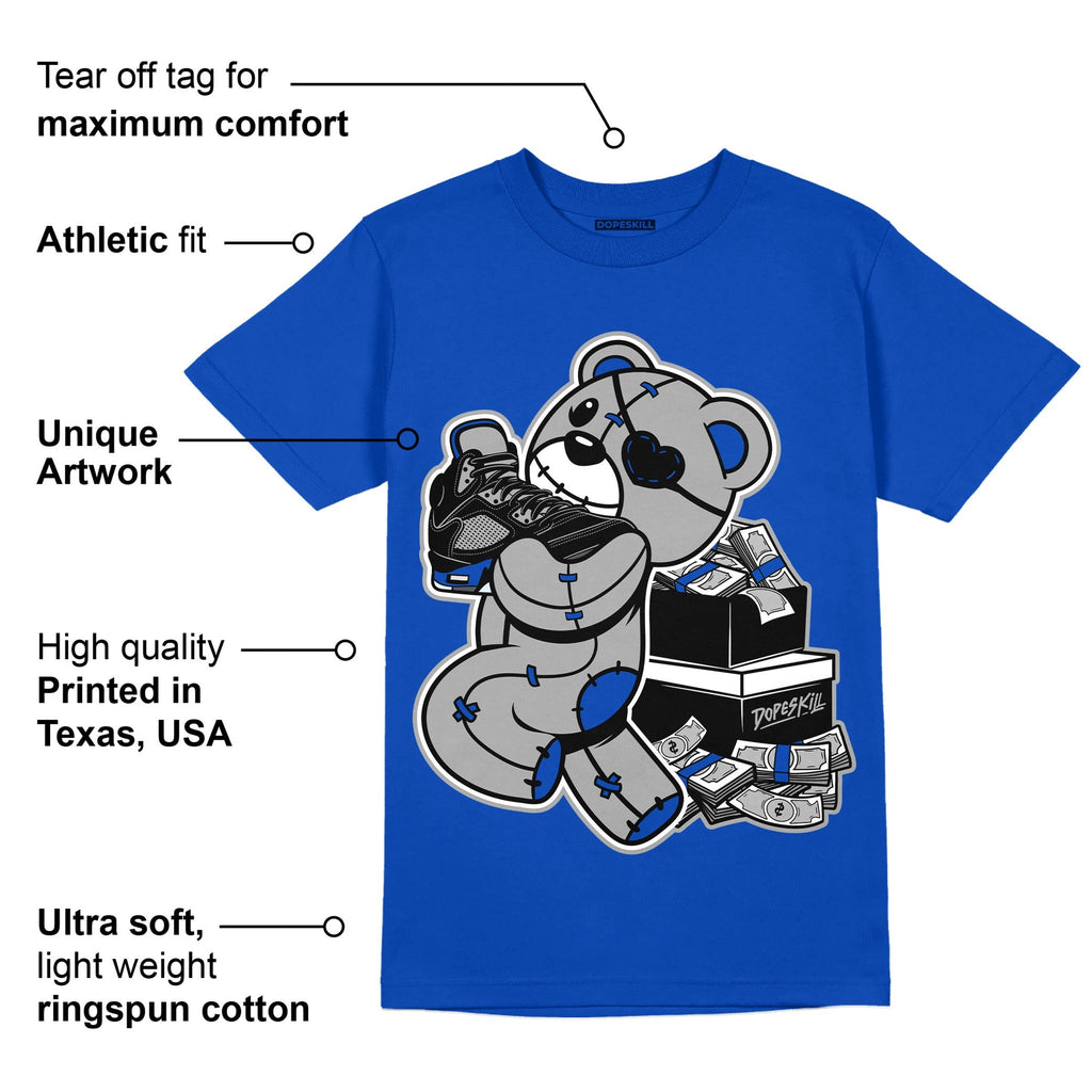AJ 5 Racer Blue DopeSkill Racer Blue T-shirt Bear Steals Sneaker Graphic