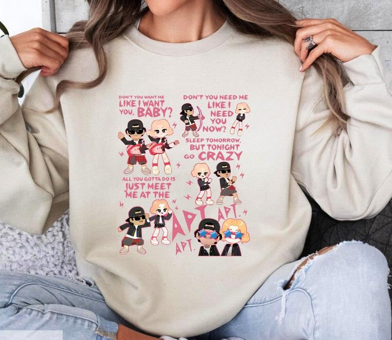 APT Music Shirt Sweatshirt Hoodie, Brun0 Ma Shirt, Music Lover Shirt, Gift For Fan , Trendy Tee, Rose Black Pink Shirt