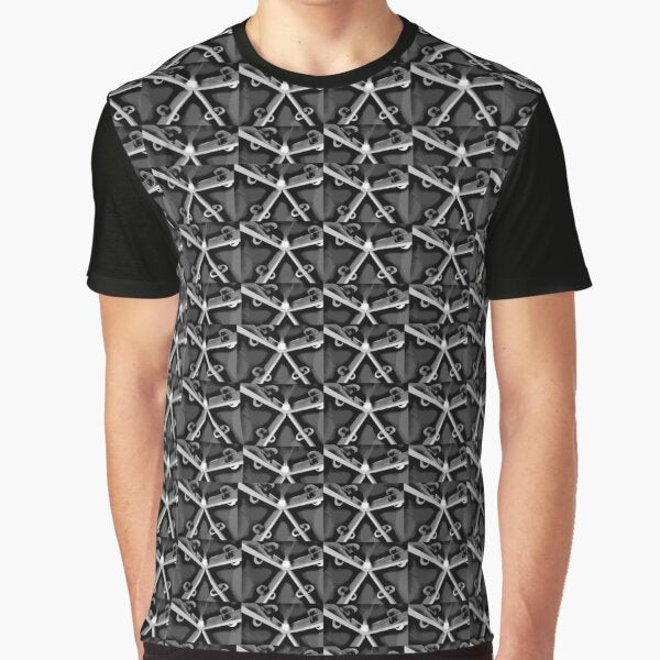 Abstract Blackwhite Geometric Design Graphic T Shirt