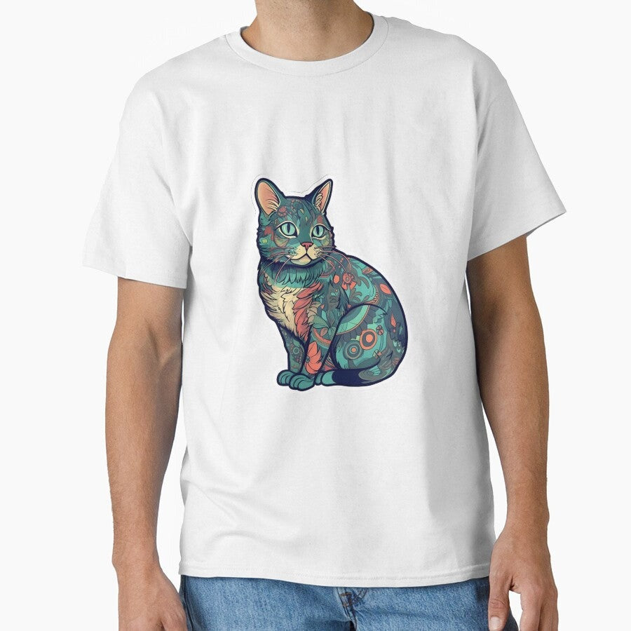 Abstract Cat With Cool Tones Classic T Shirt