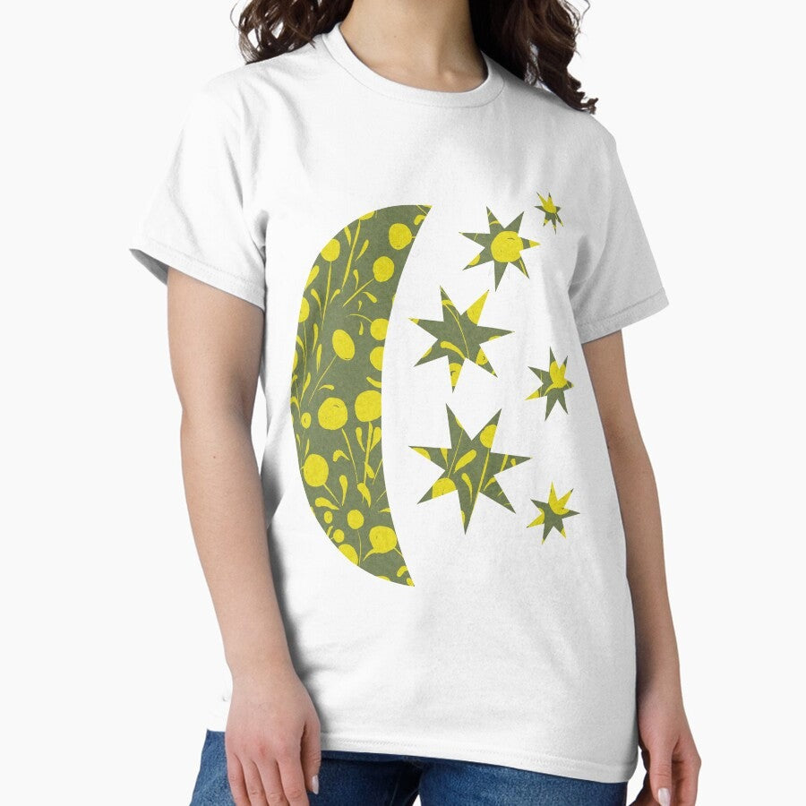 Abstract Yellow Flowers On Green Classic T Shirt