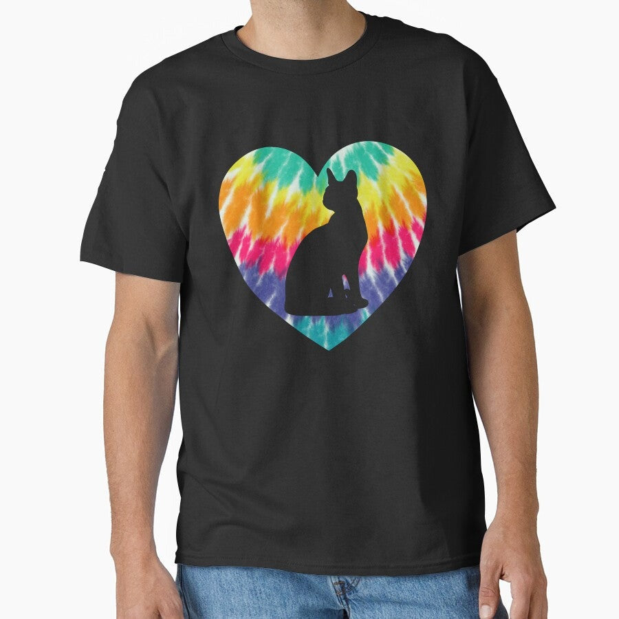 Abyssinian Heart With Tie dye Print Abyssinian Cat Mom Dad Classic T-Shirt