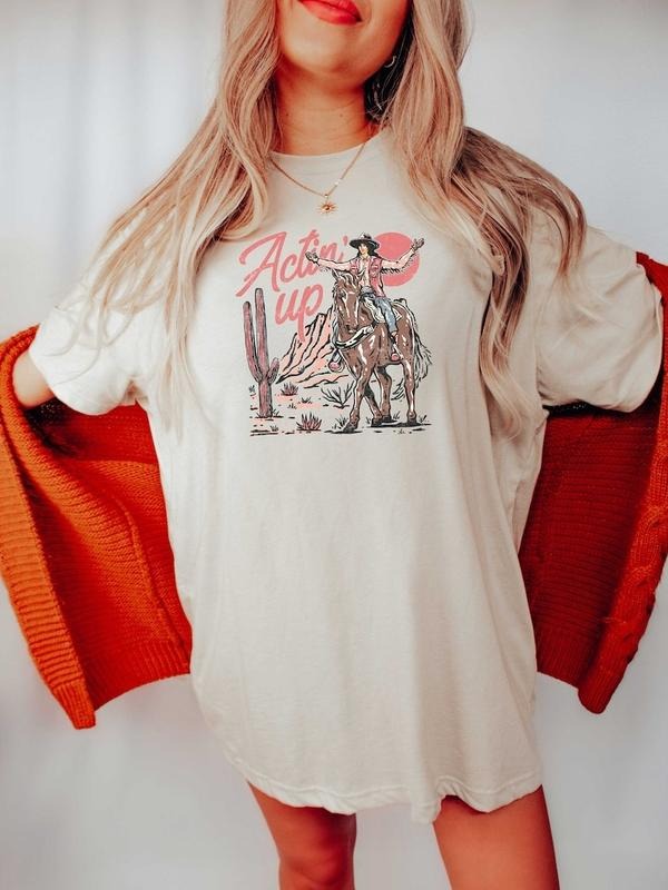 Actin' Up Cowgirl Shirt, Rodeo Shirt, Country Shirt, Cowgirl Tshirt Retro, Country Concert Tee, Western Tee Top Womenswear Streetwear