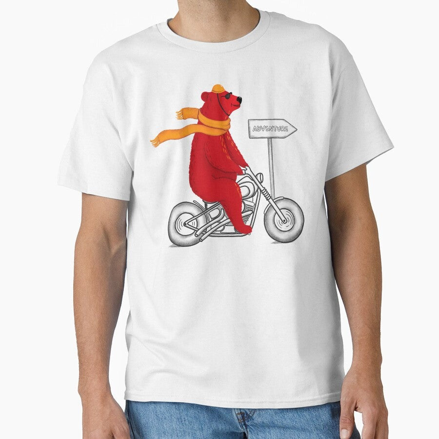 Adventure Awaits Bear Riding A Motor Bike Illustration Classic T Shirt
