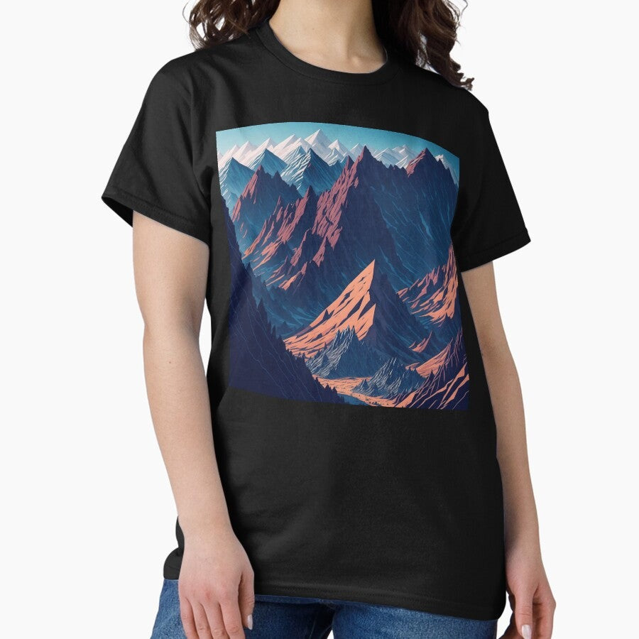Adventure Awaits Detailed Illustration Of A Panoramic Mountain Landscape Classic T Shirt