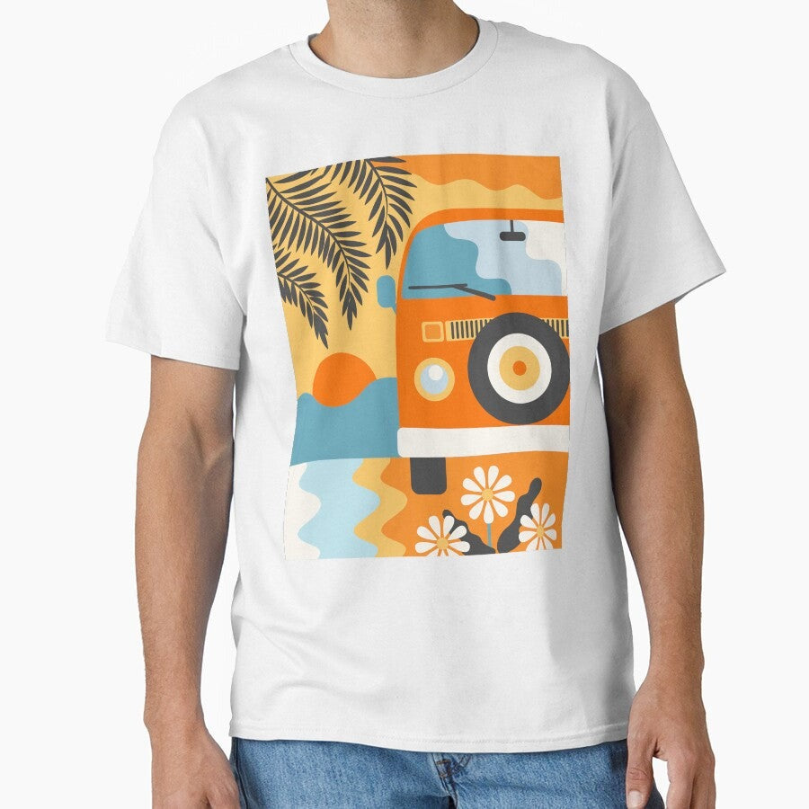 Adventure Awaits Digital Vector Illustration Retro Cute Design Classic T Shirt