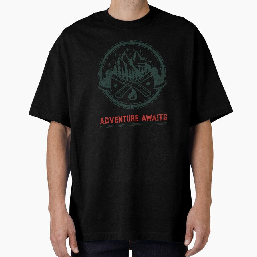 Adventure Awaits Hiking Trip Oversized T Shirt