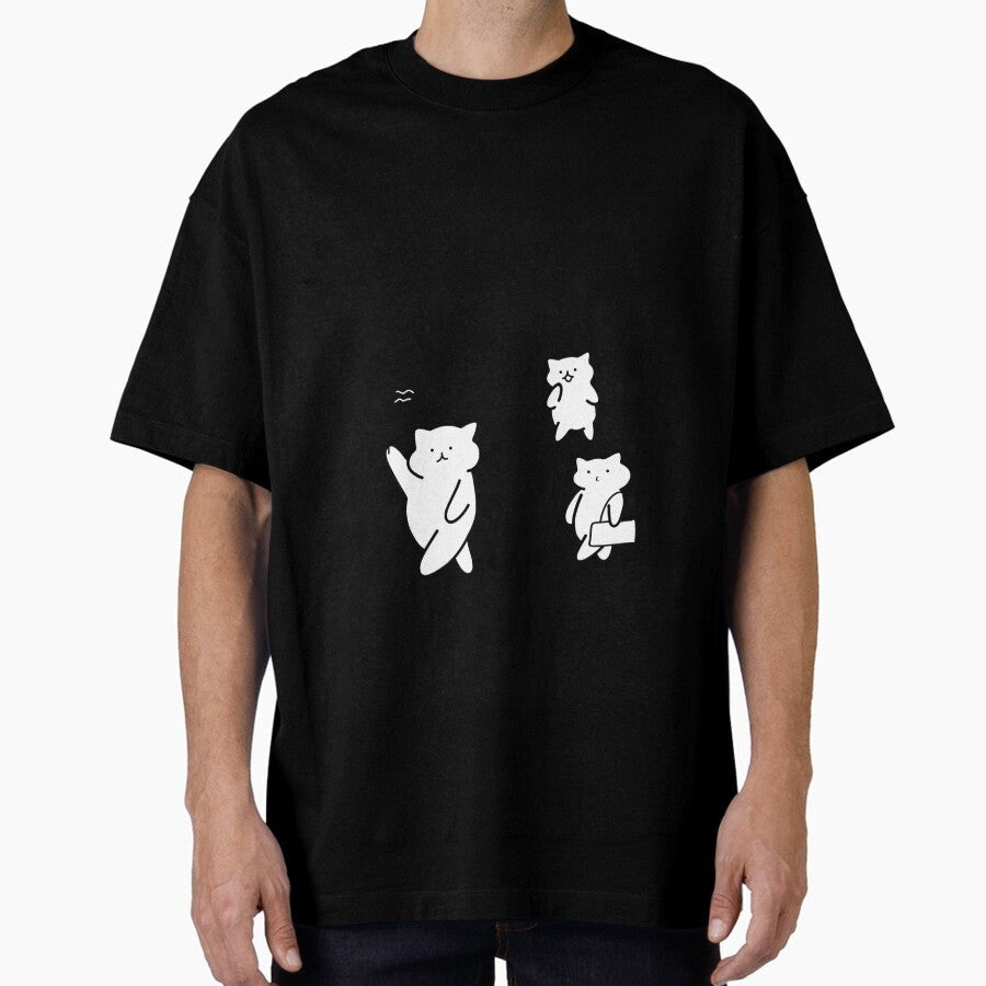 Adventure Awaits In Edinburgh Castle Scotland Cute Cat Characters In Minimalist Line Art Oversized T Shirt
