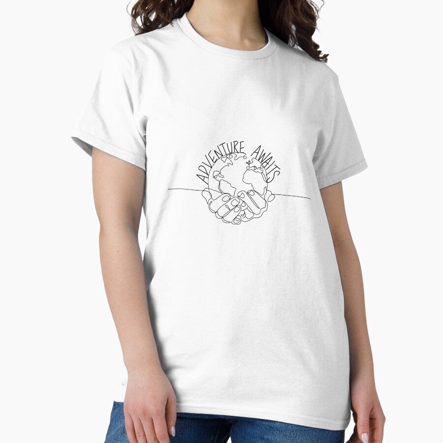 Adventure Awaits Line Drawing Classic T Shirt