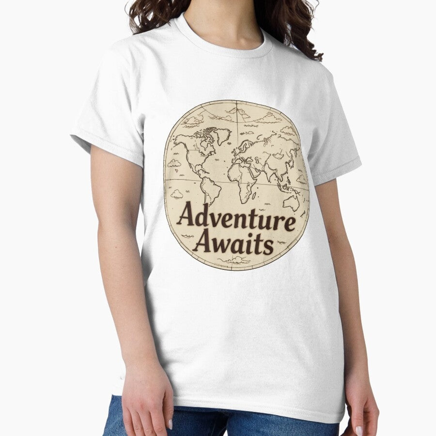 Adventure Awaits Map Classic T Shirt