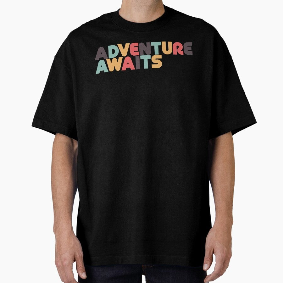 Adventure Awaits Retro Rainbow Oversized T Shirt