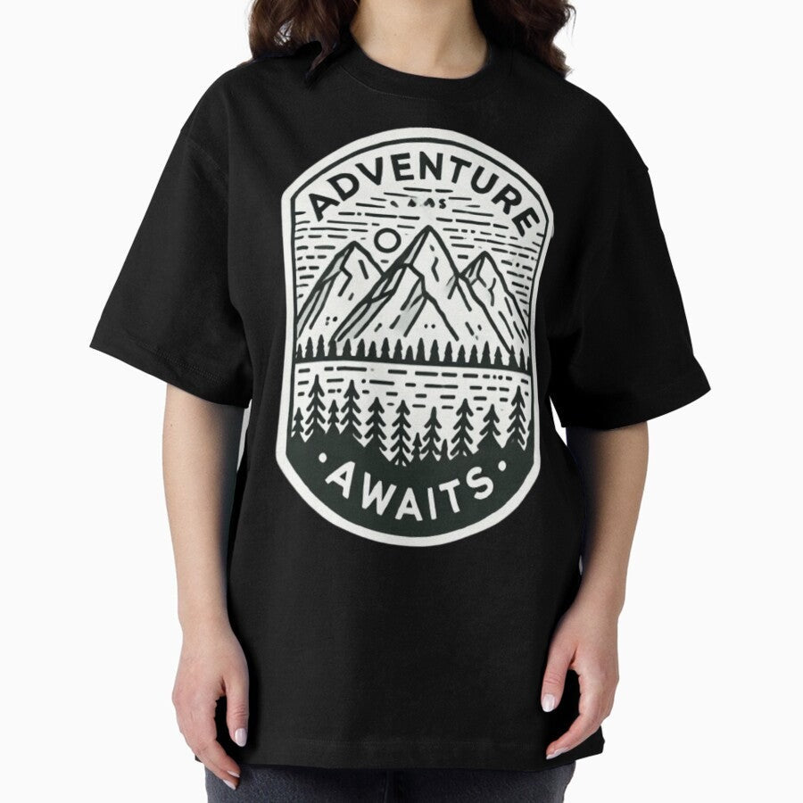 Adventure Awaits Travel Sticker Oversized T Shirt