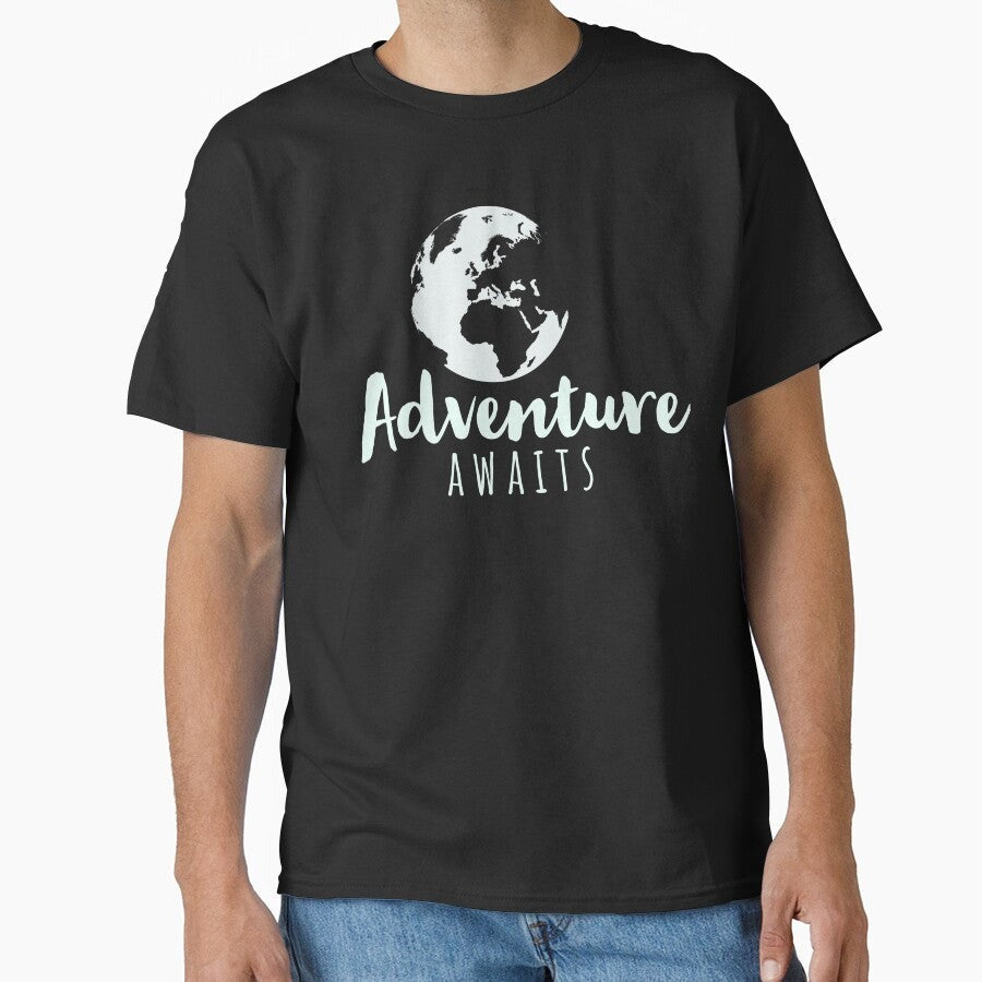 Adventure Awaits Vintage Globe On Forest Green Classic T Shirt