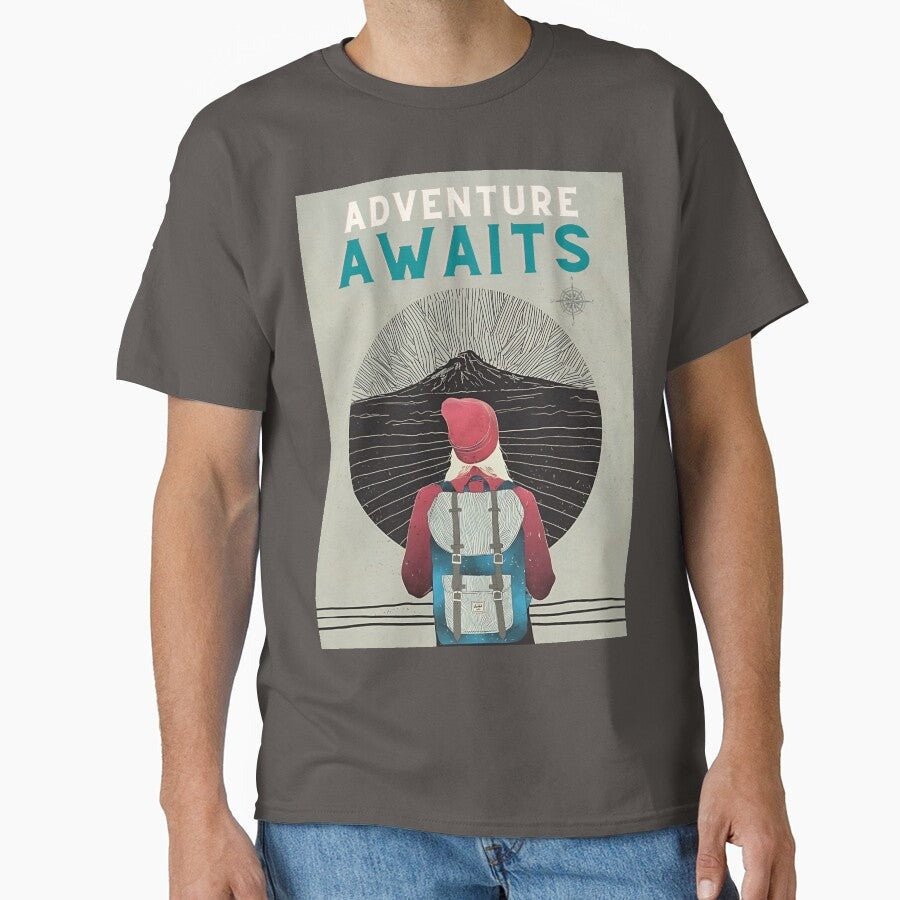 Adventure Awaits Vintage Travel Poster Explorer Backpack Art Classic T Shirt