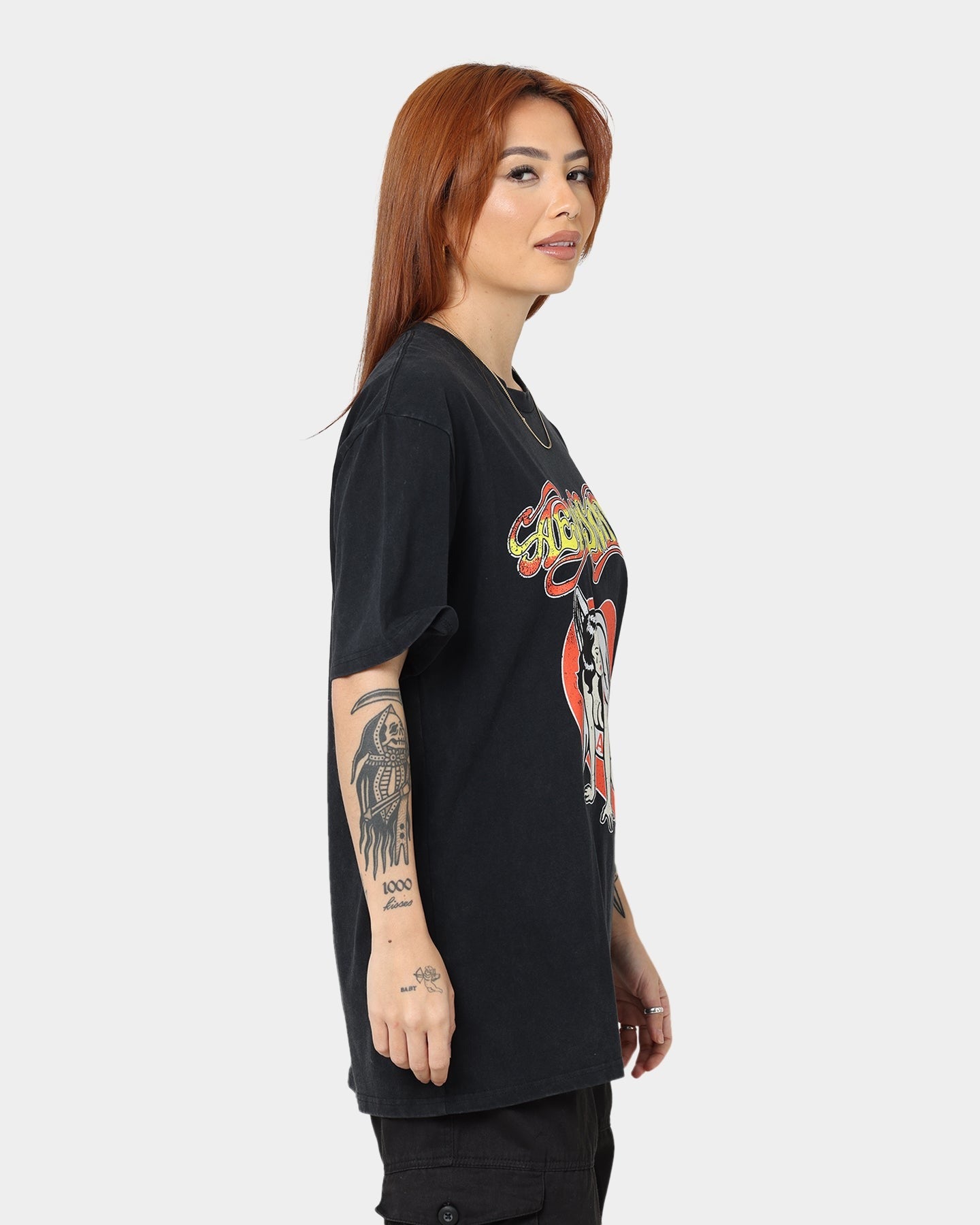 Aerosmith Angel Heart Vintage T-Shirt Washed Black Style001