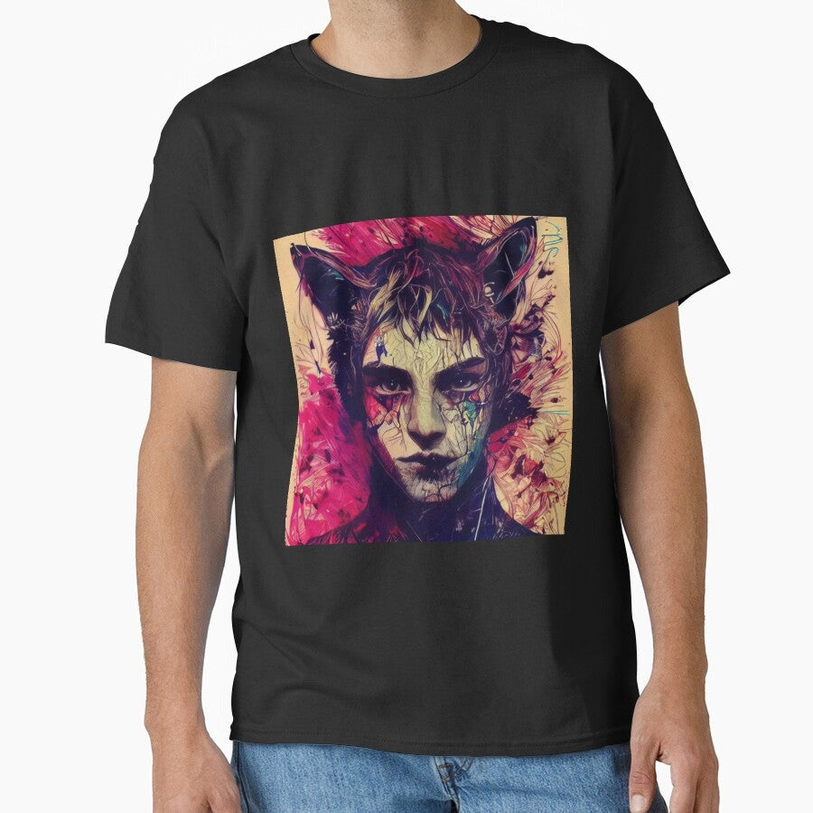 Aesthetic Anime Catboy Ears Drawing Classic T Shirt