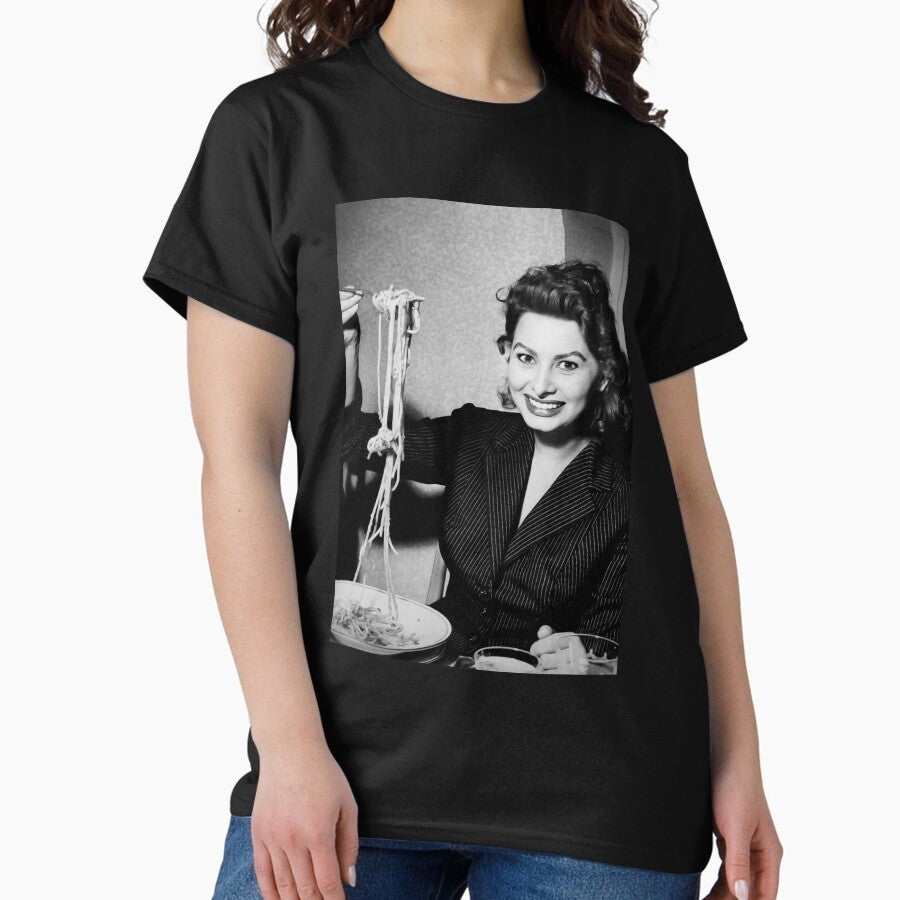 Aesthetic Sophia Loren Eating Spaghetti Classic T Shirt