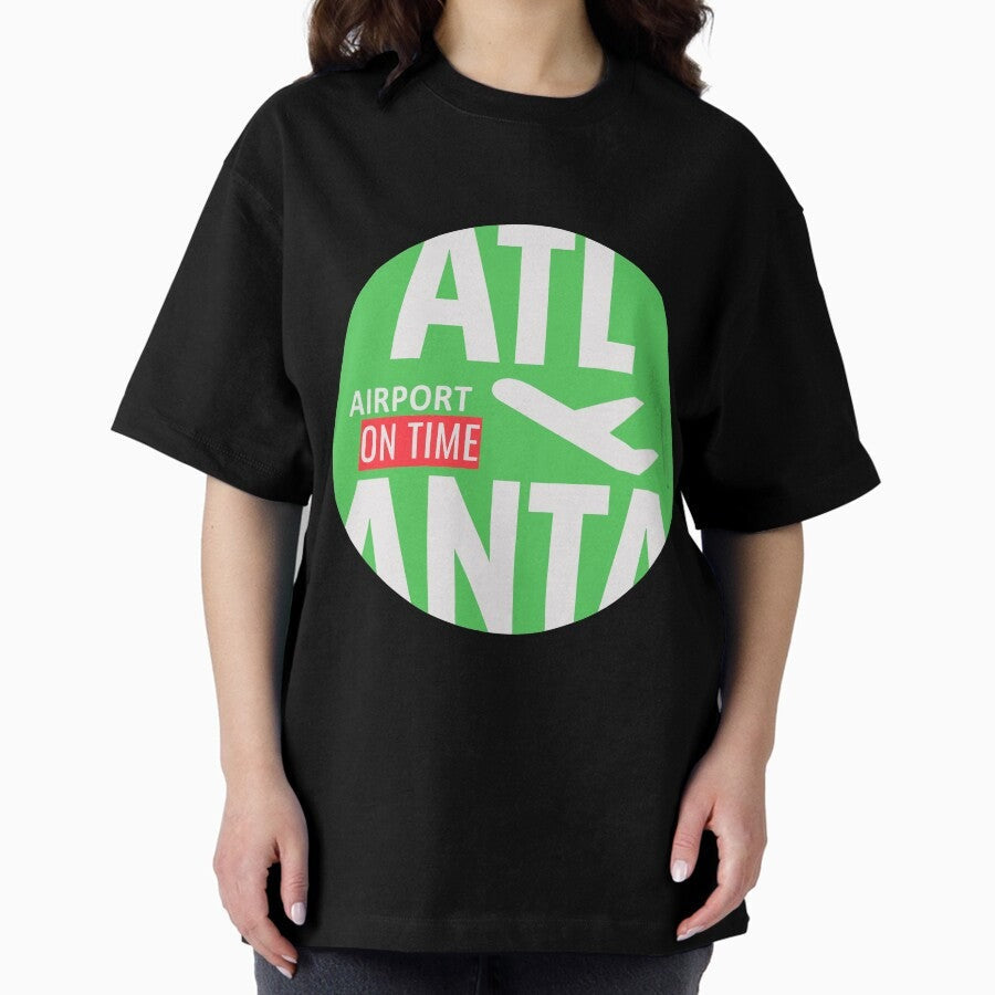Airport Tag Sticker Atlanta Atl Green Oversized T Shirt