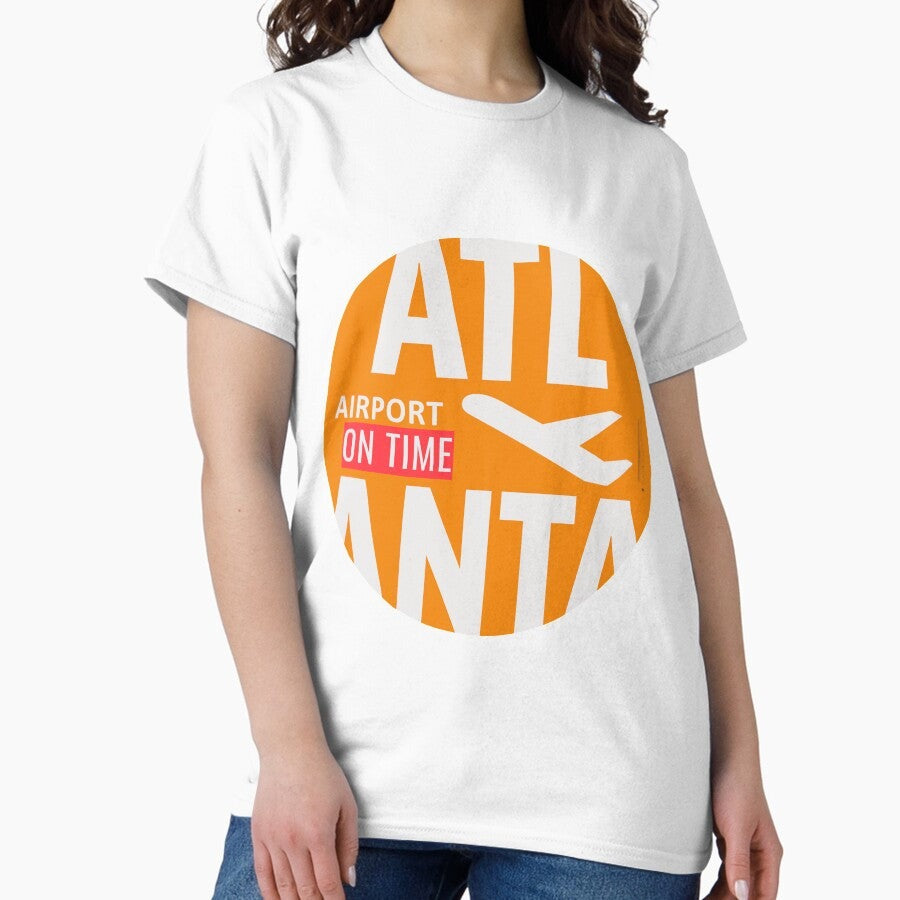 Airport tag sticker Atlanta ATL orange Classic T-Shirt
