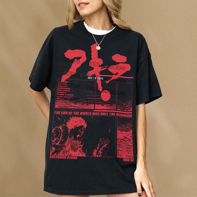 Akira Graphic T-Shirt, Retro Grunge Anime Tee Shirt, Japanese Neo-Tokyo Manga Cyberpunk Merch, Akira 80s Sci-Fi Anime TShirt