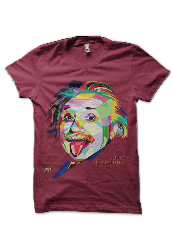 Albert Einstein Maroon T-Shirt Style001
