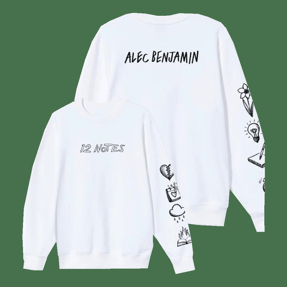 Alec Benjamin Merch 12 Notes Tour Crewneck Sweatshirt Music Lover Gift Ideas For Him