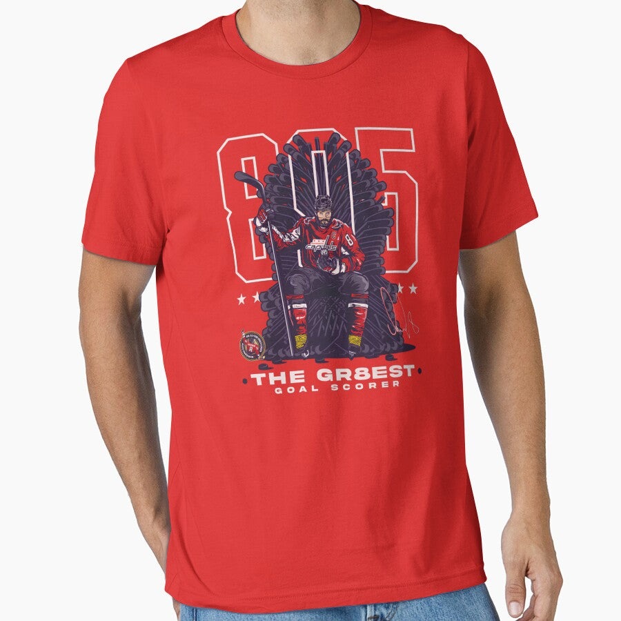 Alex Ovechkin Washington Capitals 895 Career Goals Throne Essential T-Shirt