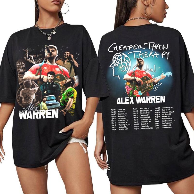 Alex Warren T-shirt Cheaper Than Therapy Global Tour Sweatshirt Alex Warren Merch Alex Warren Tour 2025 Tee Gift For Fans Men Women