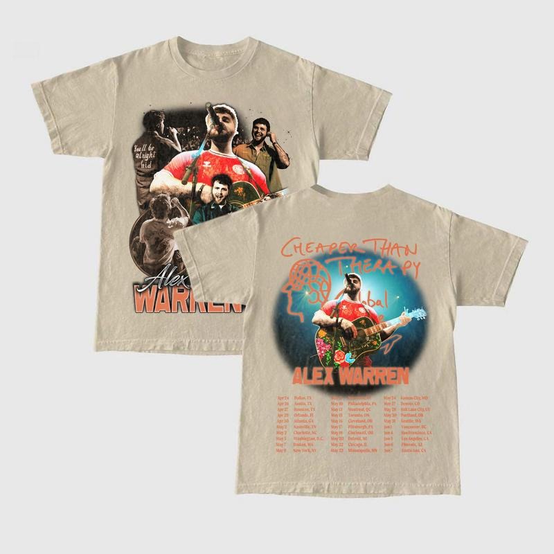 Alex Warren T-shirt Cheaper Than Therapy Global Tour Sweatshirt Alex Warren Merch Alex Warren Tour 2025 Tee Gift For Fans Men Women