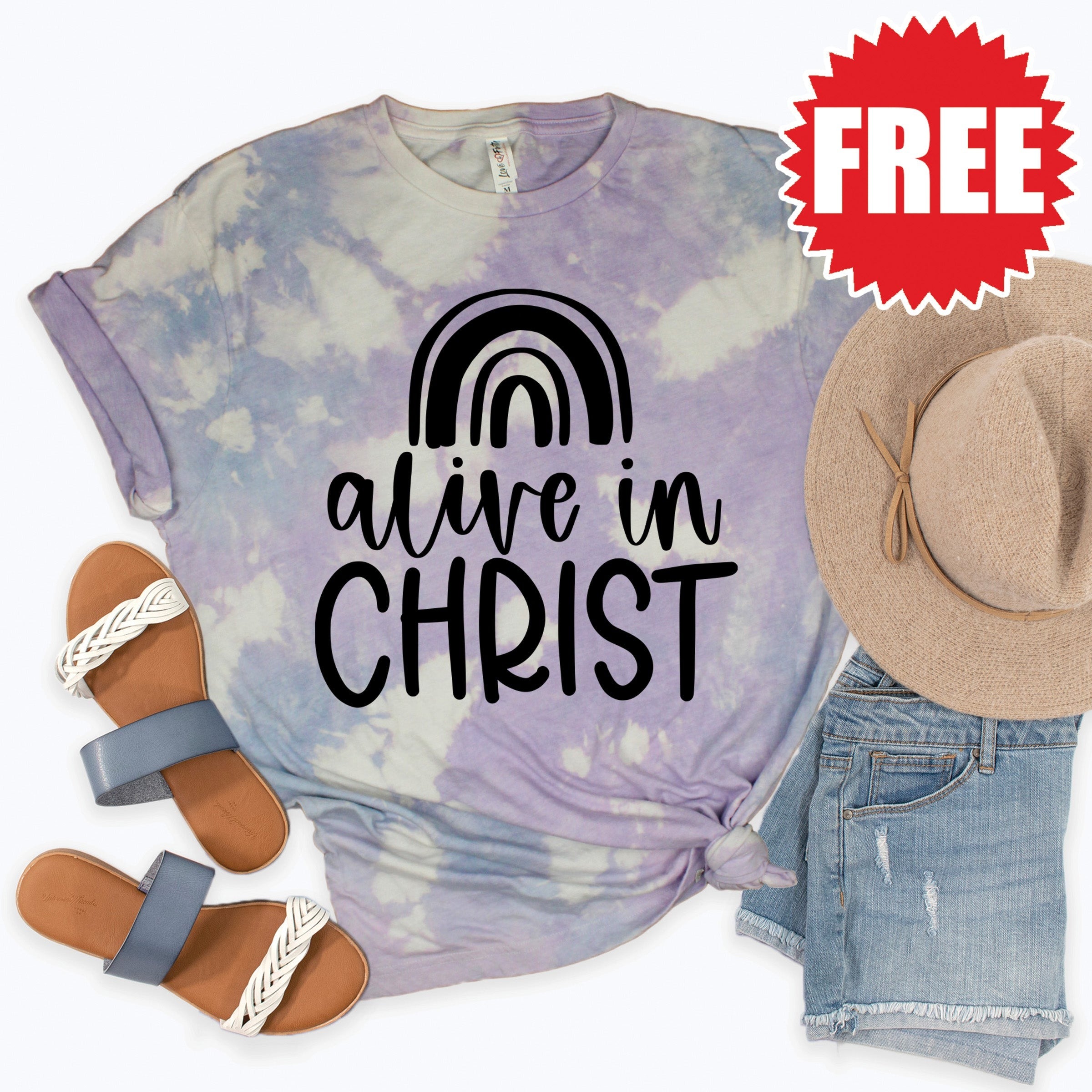 Alive In Christ Tee - Lavender Sky Tie Dye - 0