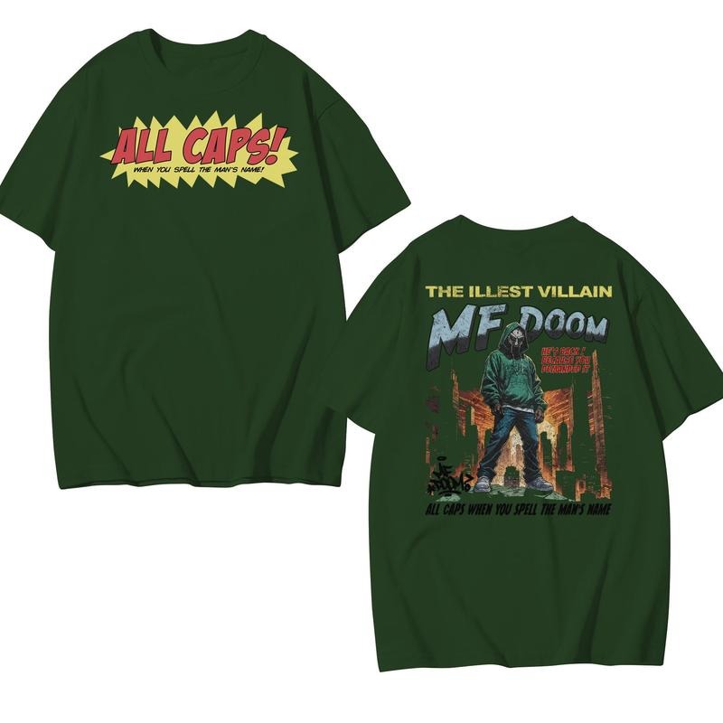 All Caps MF DOOM Villain Art T-Shirt, MF Doom Rap Tee, Doom The Villain Shirt, Unisex for Men, For Women Cotton Menswear