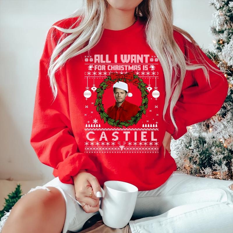 All I Want For Christmas Is Castiel T Shirt, Castiel T Shirt, Gift For Woman and Man Unisex T-Shirt Sweatshirt Hoodie style 001