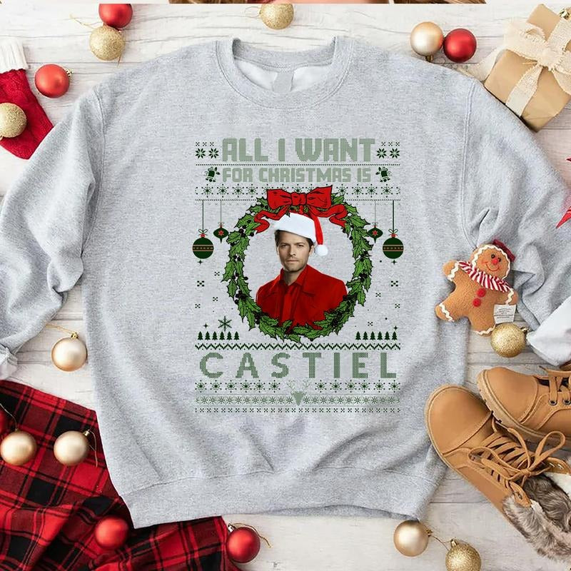 All I Want For Christmas Is Castiel T Shirt, Castiel T Shirt, Gift For Woman and Man Unisex T-Shirt Sweatshirt Hoodie style 001