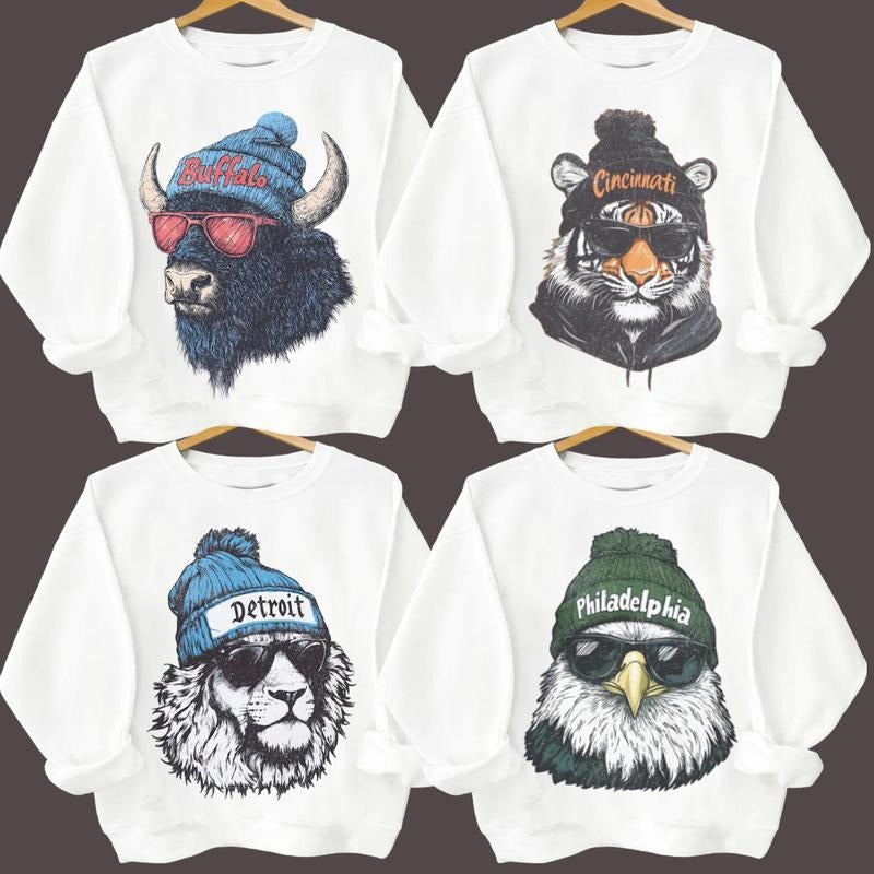 All Team Mascot Football White Crewneck Sweatshirt, Vintage 90s Graphic Style All Teams Football Sweatshirt team football