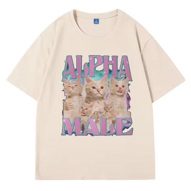 Alpha Male Women Vintage TShirt Guy Best Friend Gift Tshirts Summer Fashion Meme Graphic T Shirt Short Sleeve Oversized Unisex Tshirts, Top Womenswear