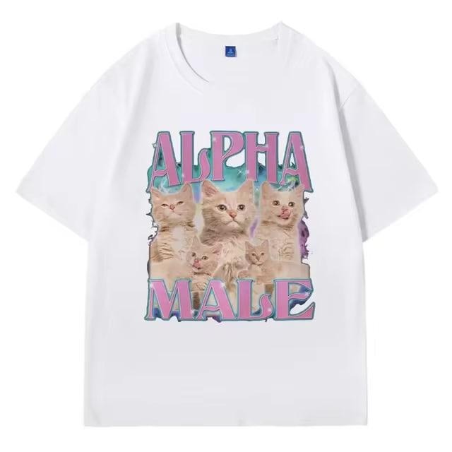 Alpha Male Women Vintage TShirt Guy Best Friend Gift Tshirts Summer Fashion Meme Graphic T Shirt Short Sleeve Oversized Unisex Tshirts, Top Womenswear
