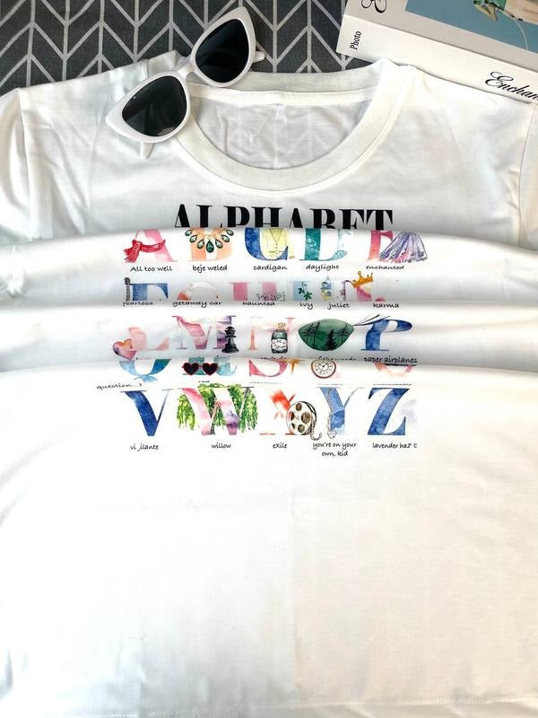 Alphabet TayL Version Graphic Back To School TShirt, Alphabet Unisex T-Shirt Cotton Top Womenswear Underwear Streetwear Summer Comfort Casual