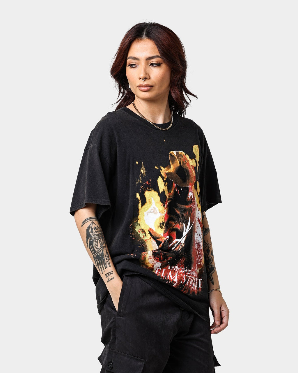 American Thrift X A Nightmare on Elm Street Never Sleep Vintage T-Shirt Vintage Black Style001