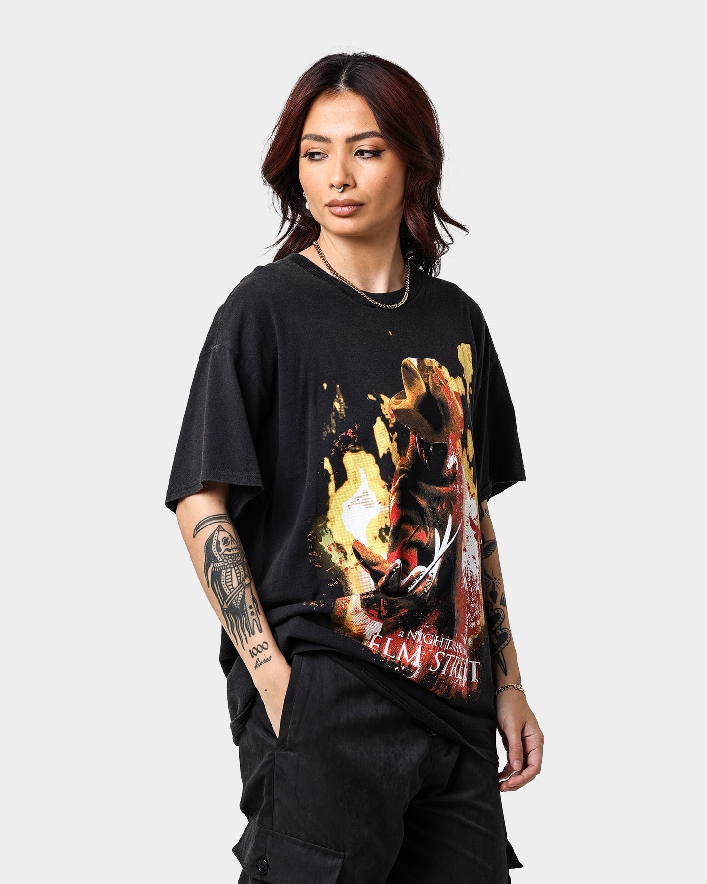 American Thrift X A Nightmare on Elm Street Never Sleep Vintage T-Shirt Vintage Black Style001