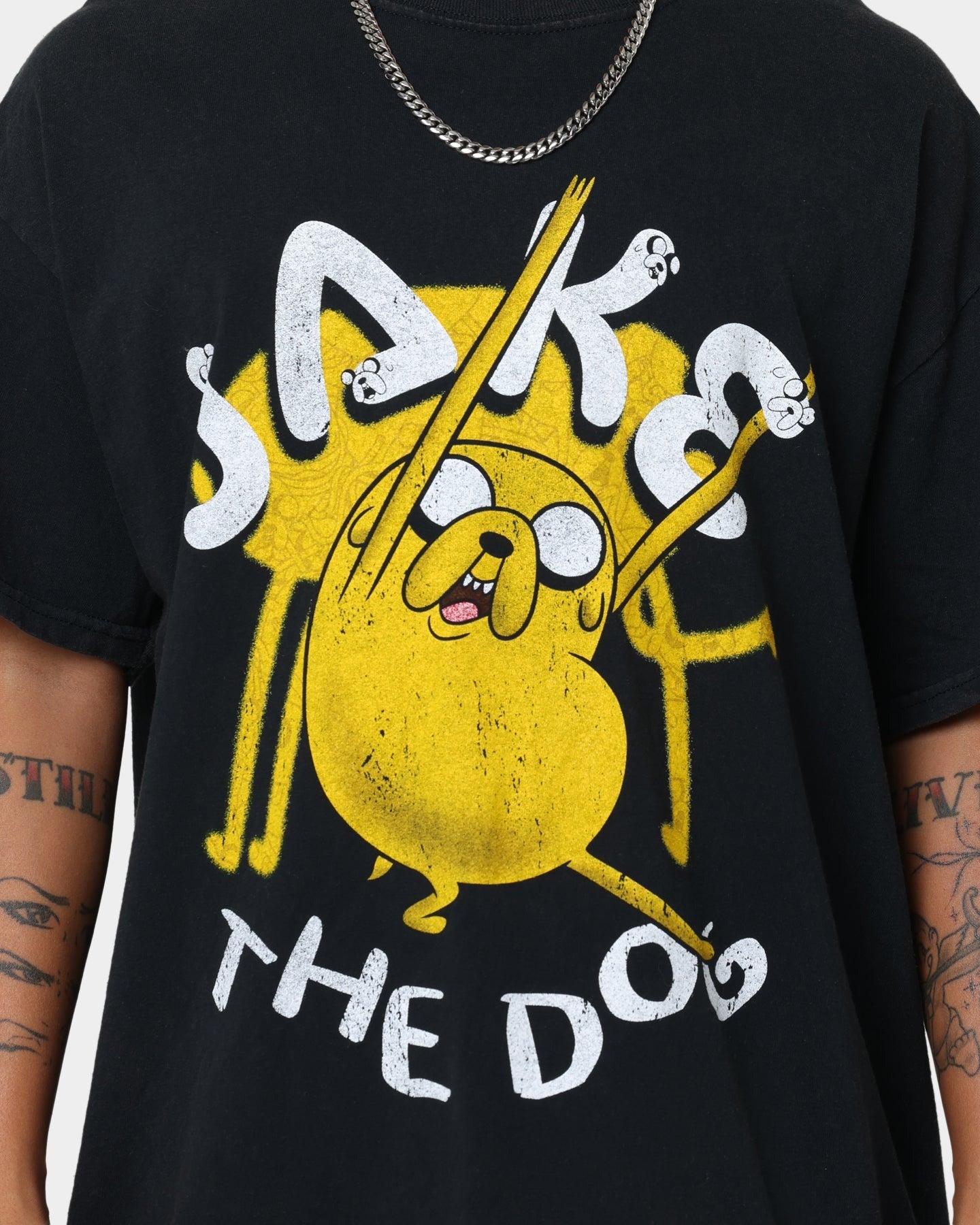 American Thrift X Adventure Time Jake The Dog Vintage T-Shirt Black Wash