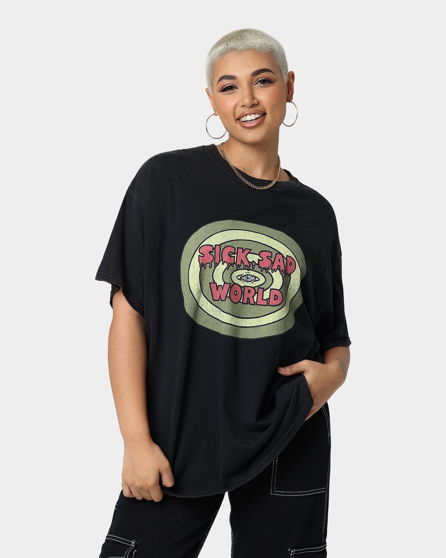 American Thrift X Daria Sick Sad World Vintage T-Shirt Black Wash Style001