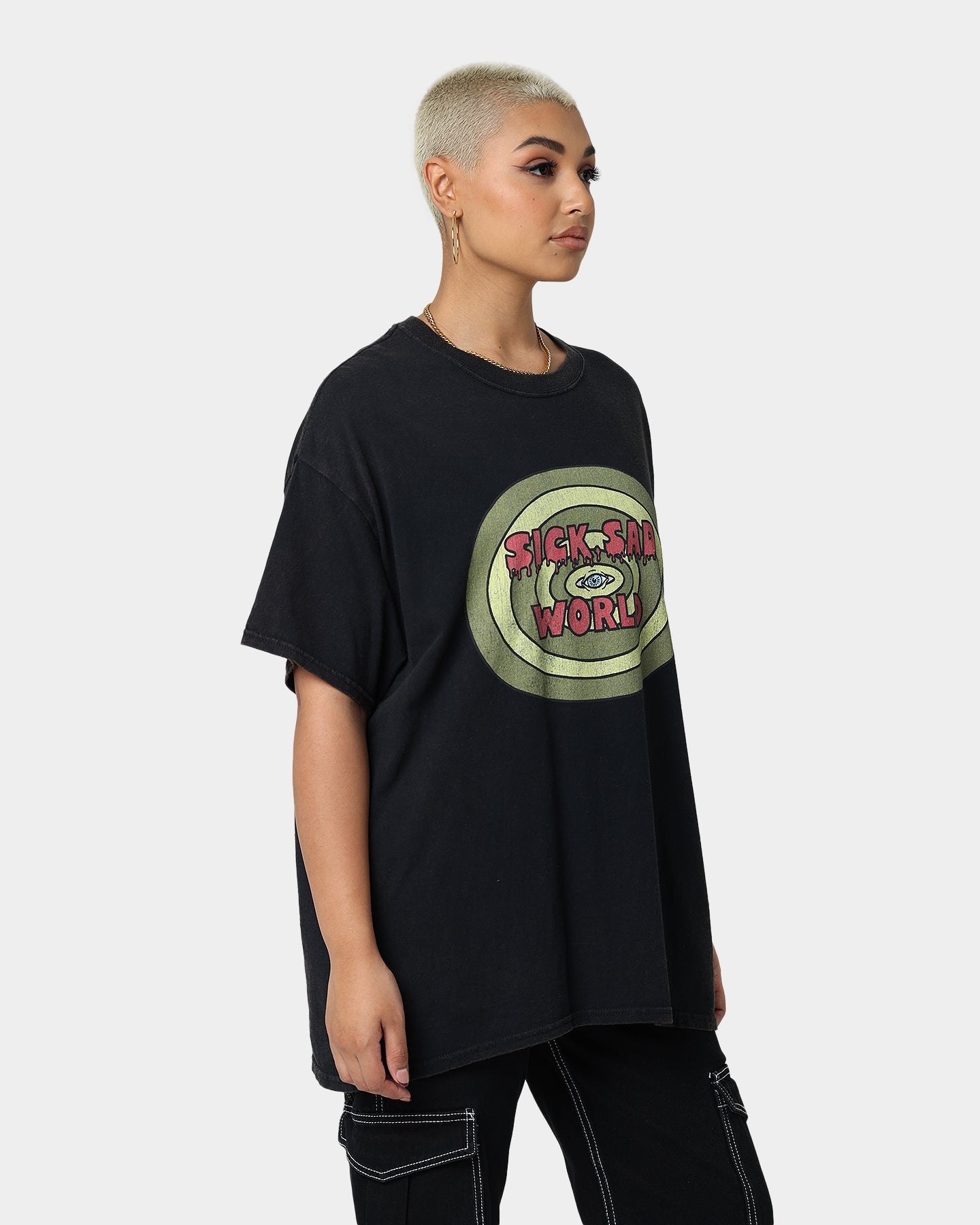 American Thrift X Daria Sick Sad World Vintage T-Shirt Black Wash Style001